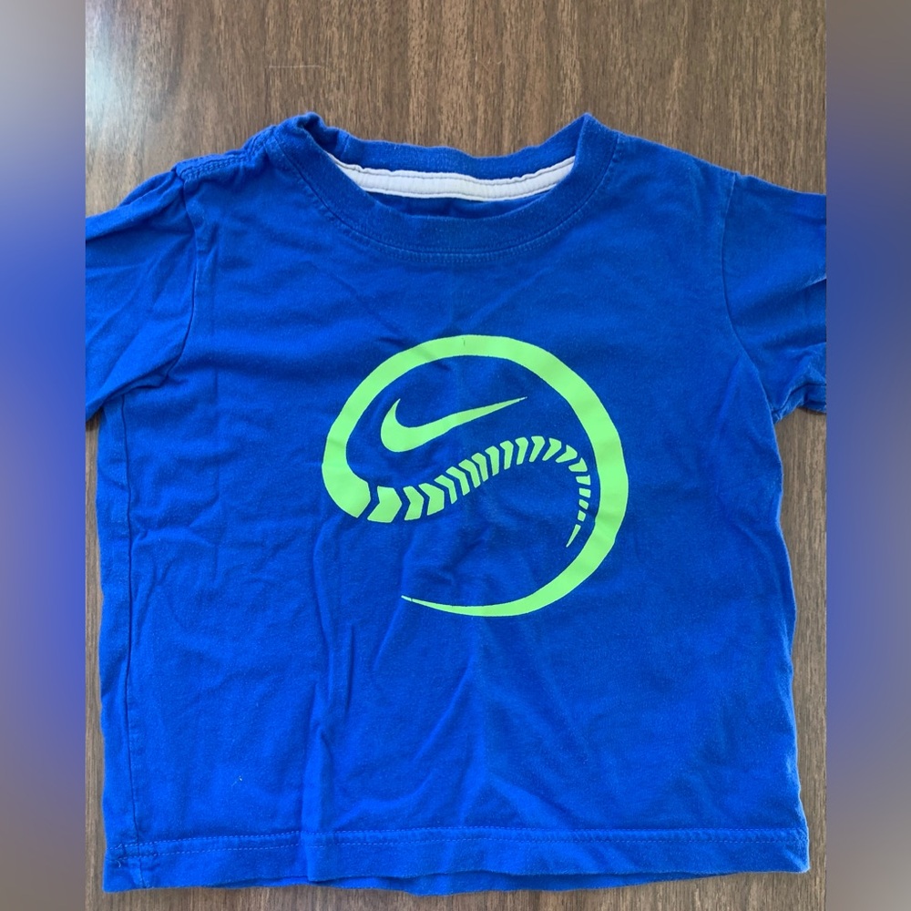 Nike Blue Tee with Neon Green Graphic
